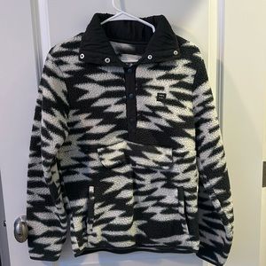 Billabong White and Black fleece Switchback Mock Neck Fleece